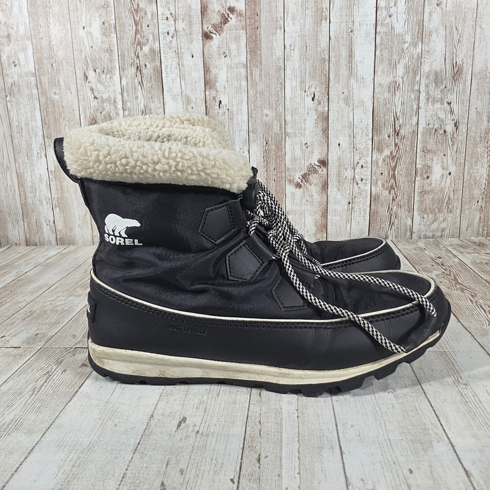Sorel Whitney Short Lace Womens Black Waterproof Winter Snow‎ Boots NY2328-010 6